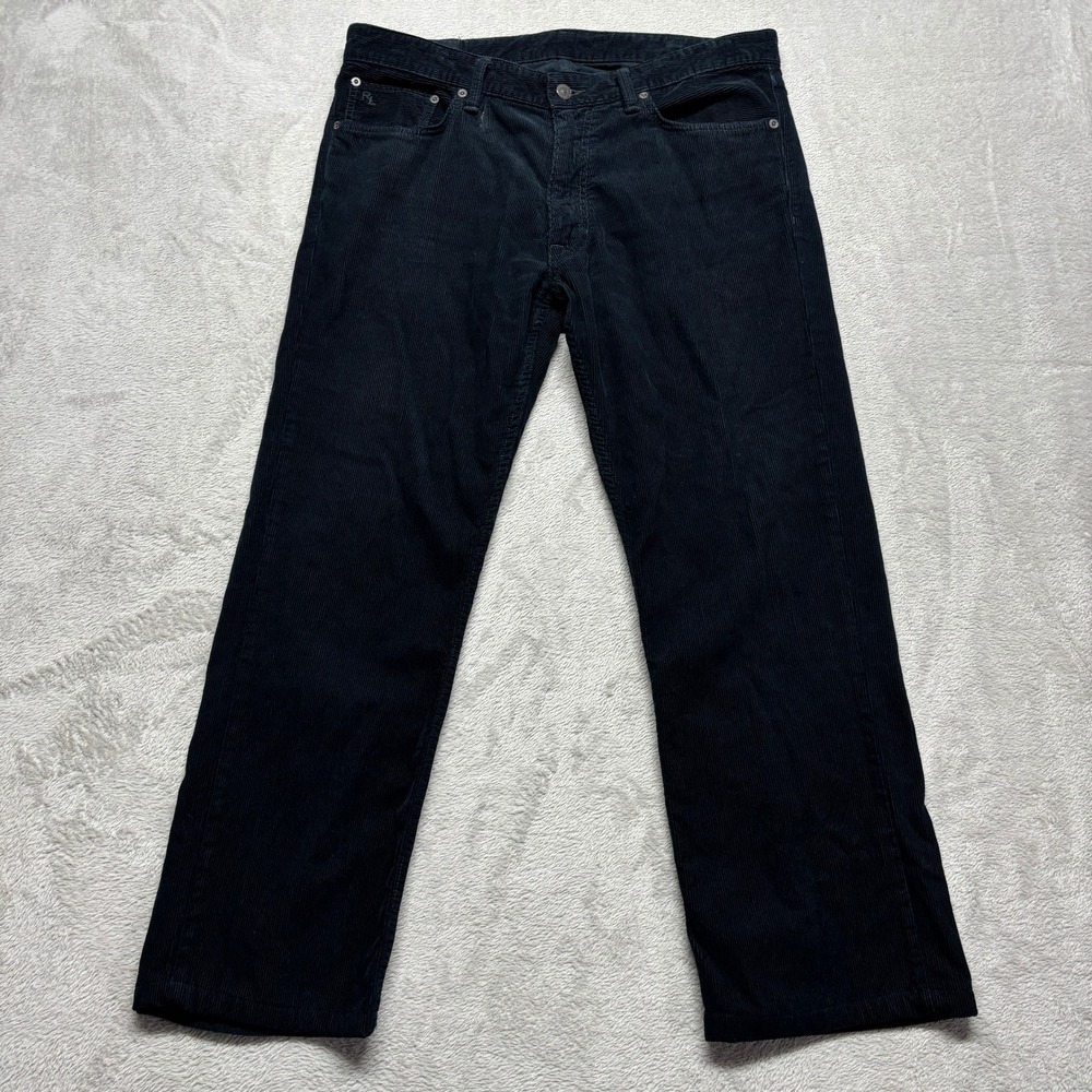 VTG Polo Ralph Lauren 650 Corduroy Pants Mens 34x28 Black Straight Leg